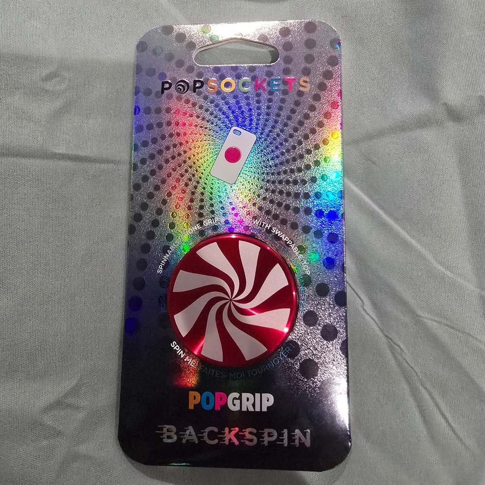 PopSockets Luxe Backspin Spinnable Aluminum Top Peppermint Pop Socket PopGrip